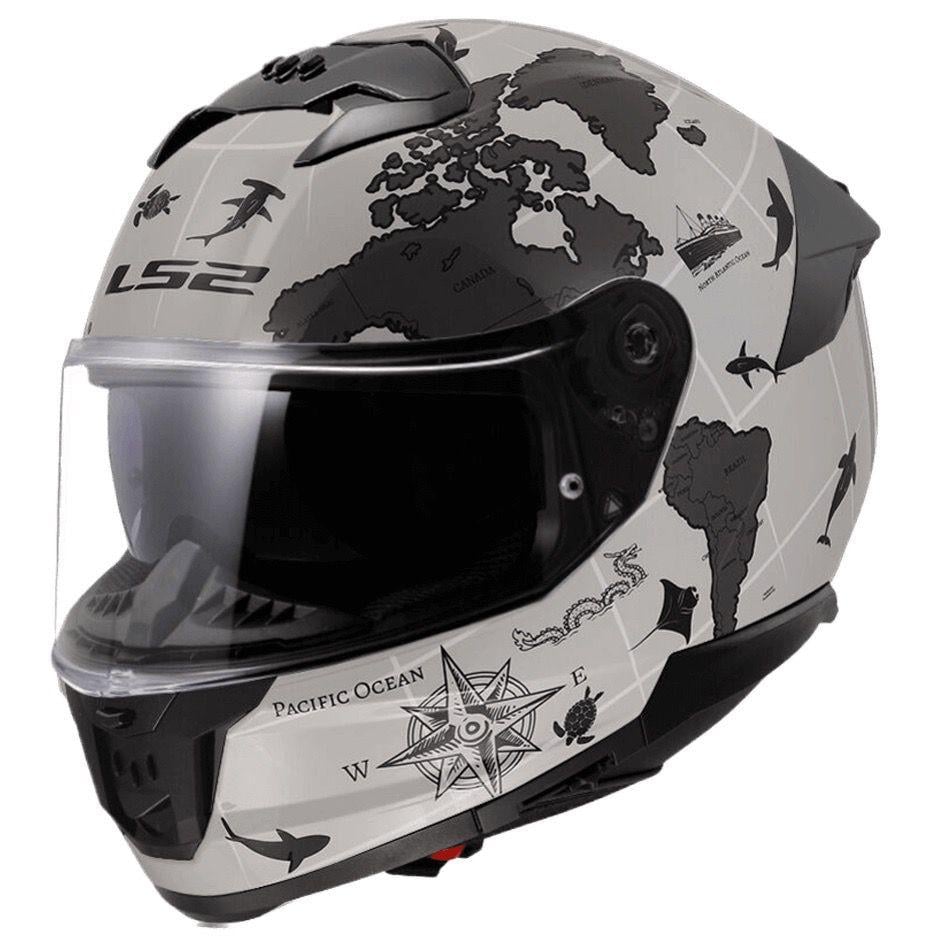 Мотошлем LS2 FF808 Stream 2 Worldmap 3C XL Matt Cool Grey/Grey (47650)