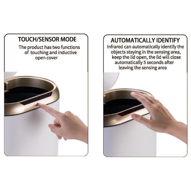 Мусорное ведро сенсорное овальное MIXXUS Premium Topper-TC0112 12 л Белый (MI7082) - фото 6