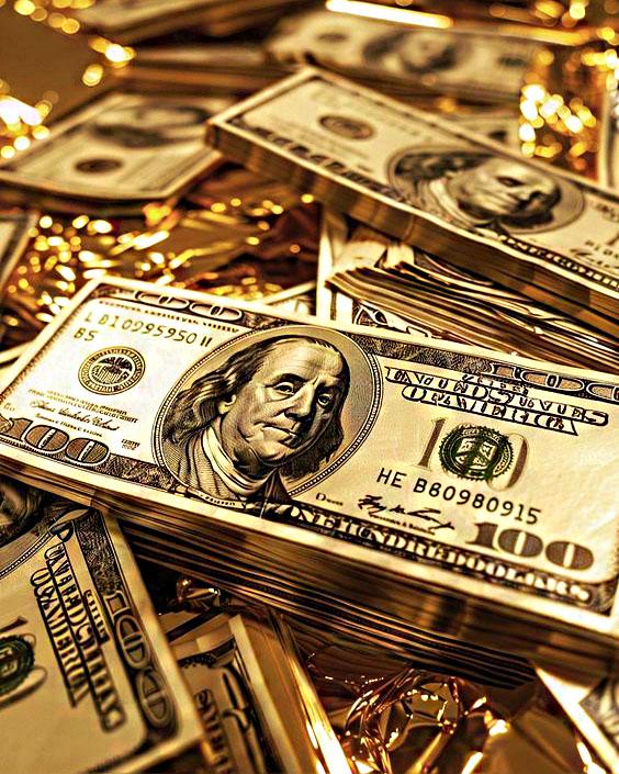 Алмазная мозаика MY-Art Купюры в золоте на подрамнике круглые алмазы 40х50 см (AR-3289)