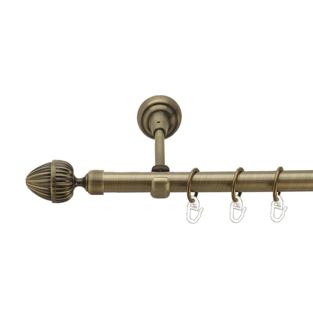 Карниз металлический Orvit Одеон однорядный открытый/гладкая труба/кольцо металлическое Антик 19 мм 240 см (3993920)