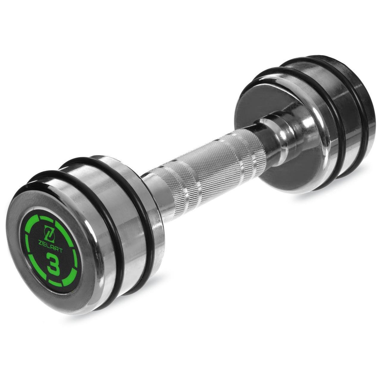 Гантель цельная Zelart FI-2622-3 стальная хромированная 3 кг (2535816554) - фото 1