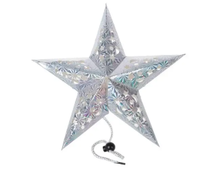 Звезда картонная из бумаги для праздника 30 см Серебристый (321000)