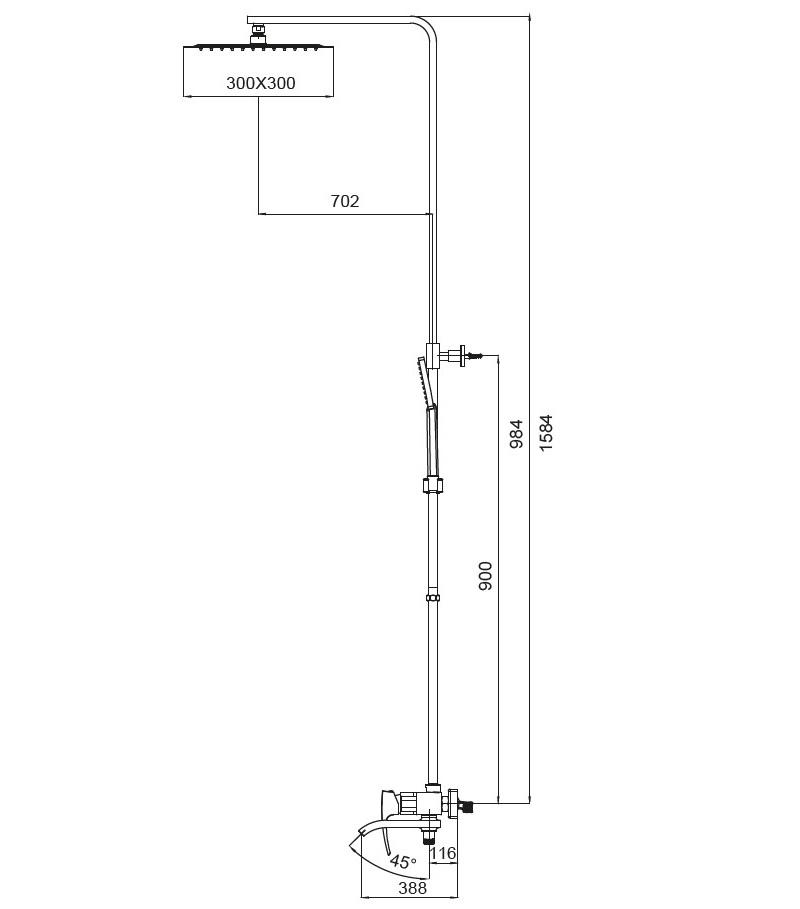 Душевая колонна со смесителем KOER KB-56007-05 Черный (KR3461) - фото 2 Душевая колонна со смесителем KOER KB-56007-05 Черный (KR3461) - фото 2