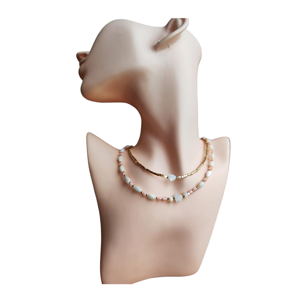 Набор украшений 2 чокера и серьги с натуральным жемчугом и перламутром (CH30)