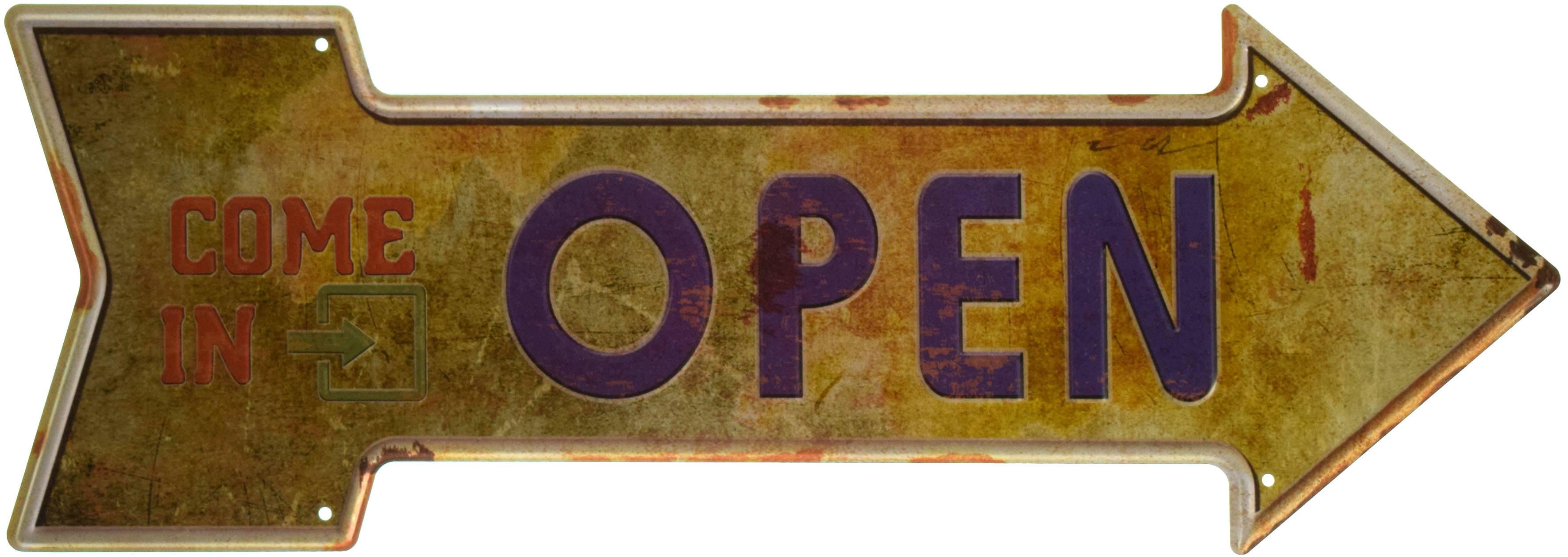 Табличка металева Заходьте Відкрито/Come In Open 16x45 см