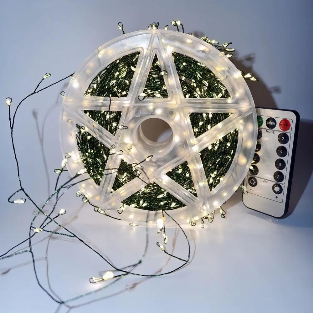 Гирлянда роса мишура зеленая проволока с пультом д/у холодная Белая 100 м 2000 диодов от USB (TOP-197-775)