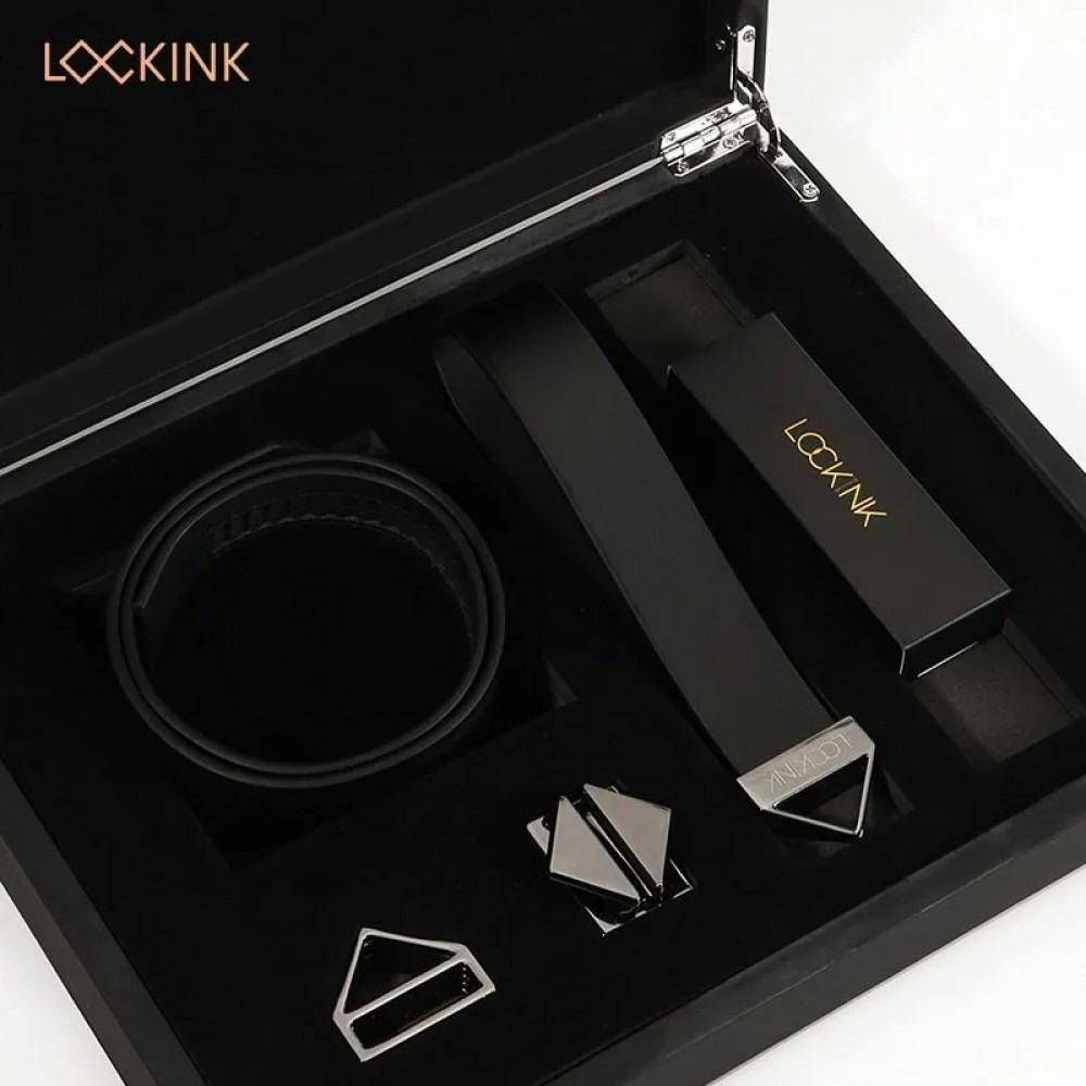 Ошейник с поводком LOCKINK кожа Черный