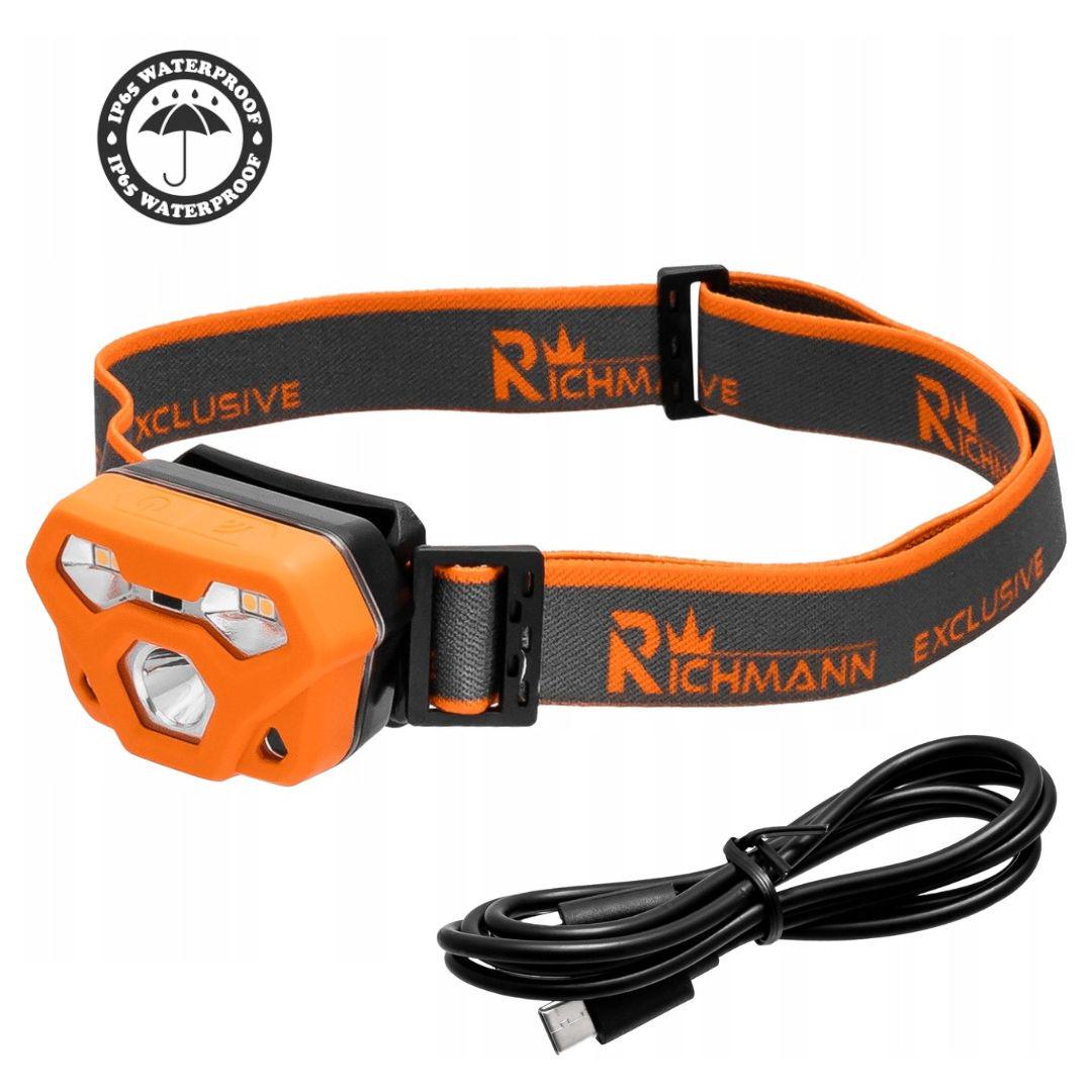 Ліхтарик на голову Richmann акумуляторний 4W+2LED з датчиком руху 300 Lm IP65 USB C (C5905) - фото 2