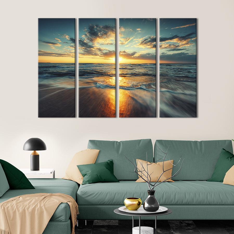 Картина модульная из 4 частей Закат над морским пейзажем M 89x53 см (442-41)