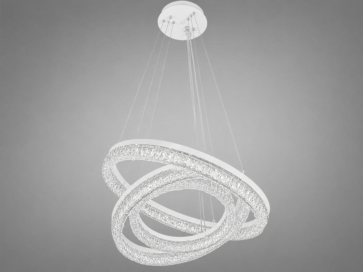 Люстра підвісна LED кільця кришталь 82 Вт Білий (1713/500+400+300WH)