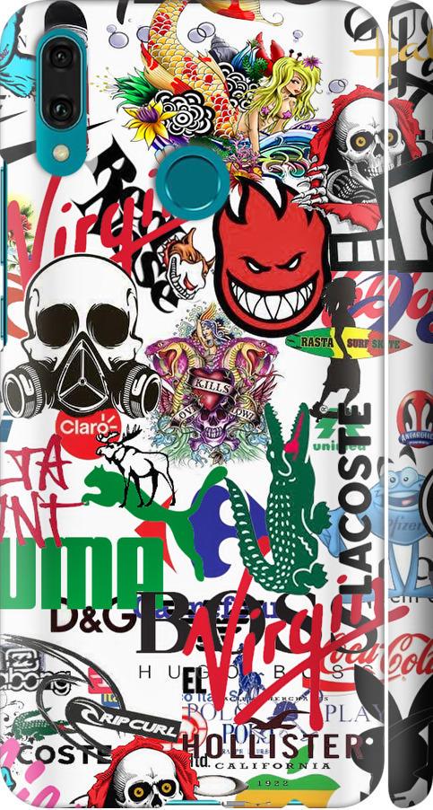 Чехол на Huawei Y9 2019 Many different logos (4022m-1602-42517)