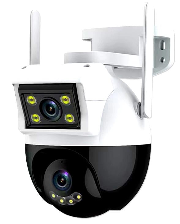 Камера відеоспостереження вулична IP WIFI 4MPx+4MPx IP66 UKC P6 2 незалежних об'єктива (ICSee)
