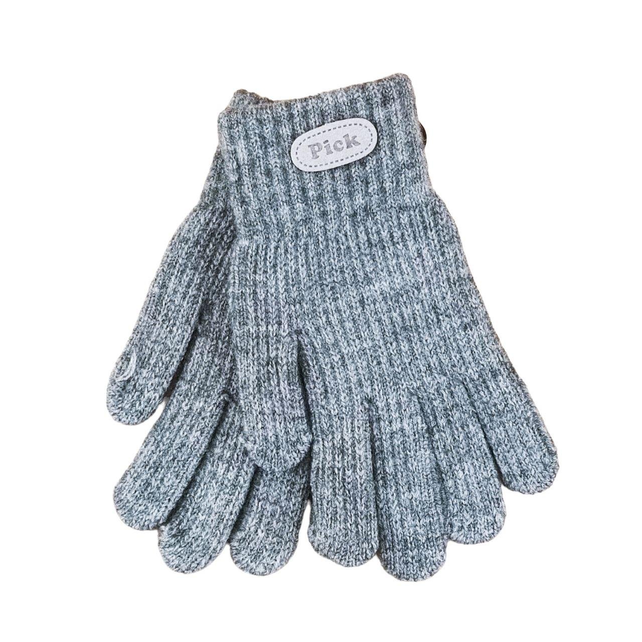 Рукавички підліткові Pick вовняні з начосом 9-12 років Сірий (47052)
