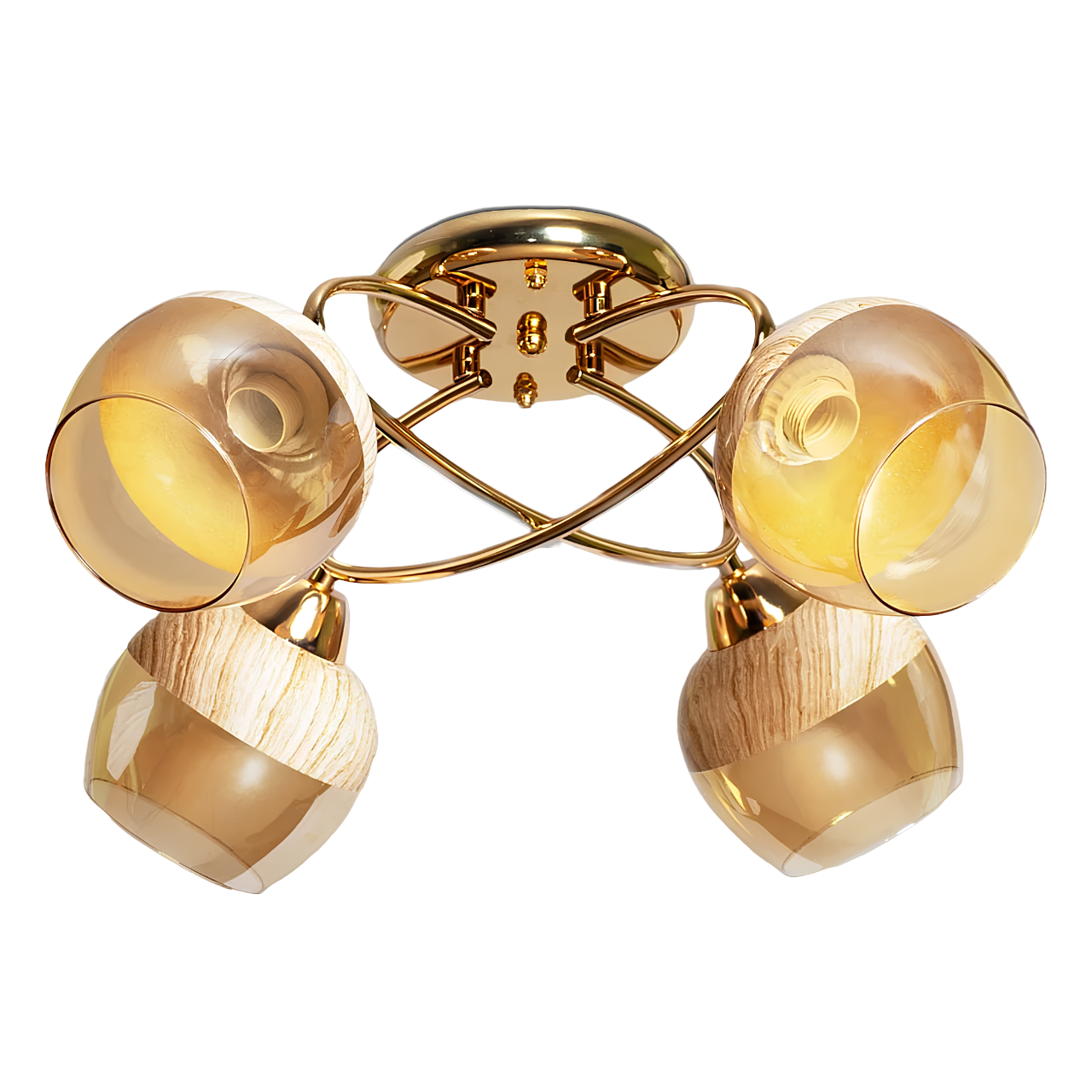 Люстра Svet на четыре стеклянных плафона под лампу Е27 Золотой (SC-9082/4 FG)