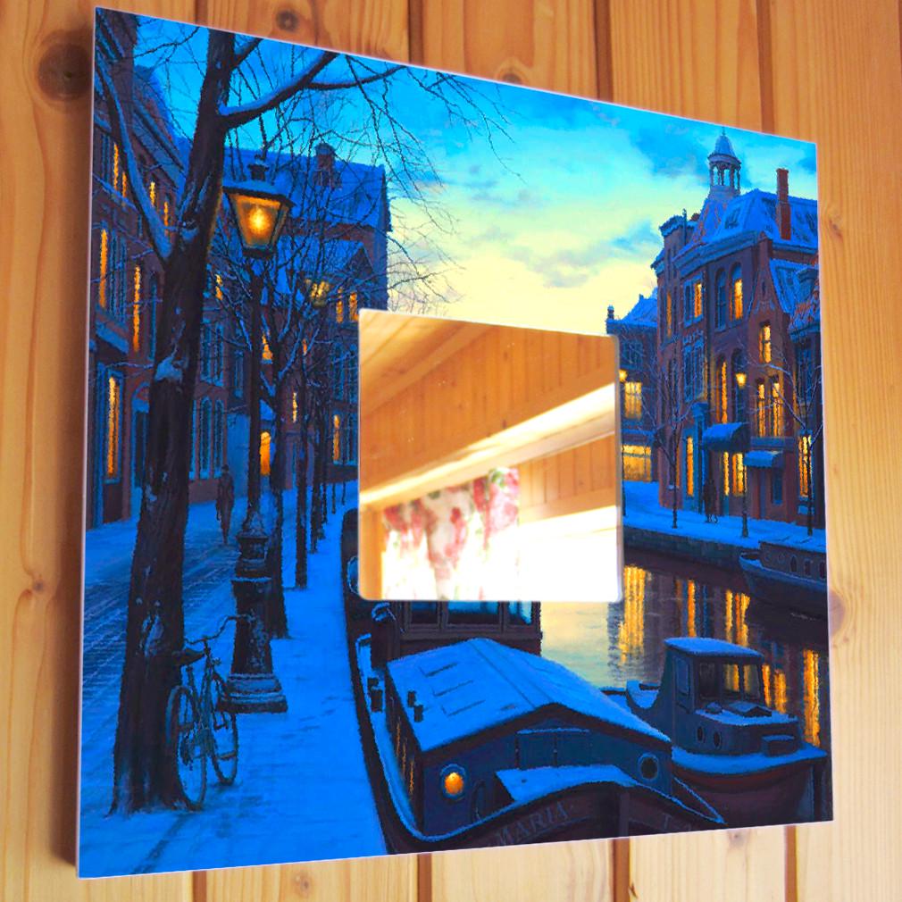 Зеркало настенное в рамке Зимний город 260х260 мм (M00035)