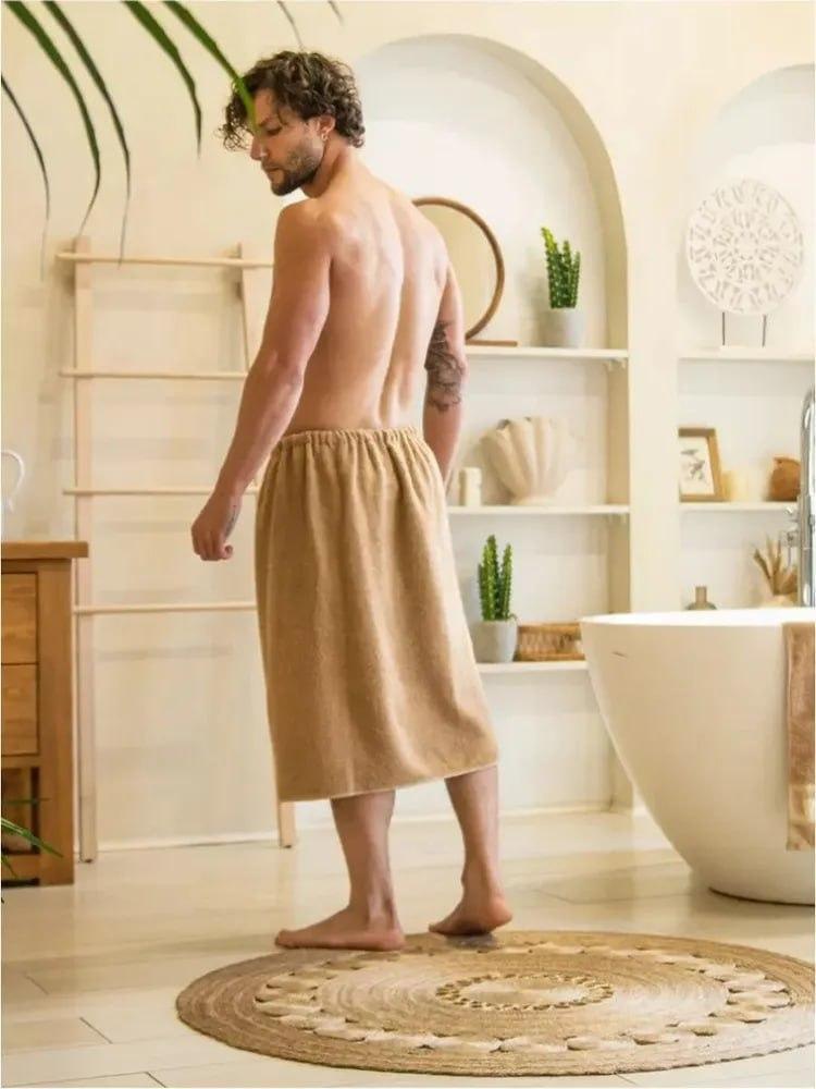 Рушник банний чоловічий Merzuka на липучці з тапочками Бежевий (К0405-3) Рушник банний чоловічий Merzuka на липучці з тапочками Бежевий (К0405-3)