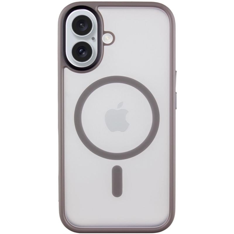 Противоударный TPU+PC чехол Metal Buttons with MagSafe для Apple iPhone 16 (6.1") Серый