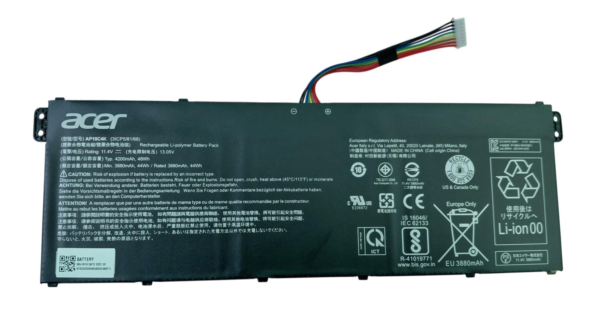 Аккумулятор для ноутбука Acer AP18C4K Aspire 5 A515-54 11.4V 4200 mAh (080475)