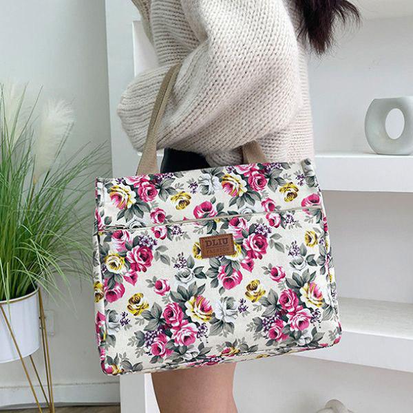 Женская сумка с цветочным принтом 31х25х13 см Бежевый (M00694-1) - фото 3 Женская сумка с цветочным принтом 31х25х13 см Бежевый (M00694-1) - фото 3