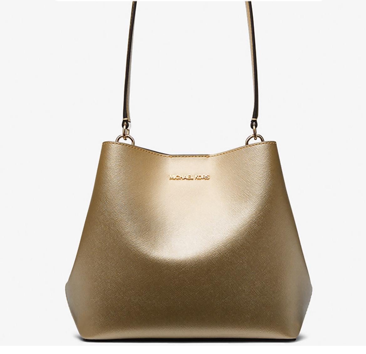 Сумка Michael Kors Pratt Medium Metallic Shoulder Bag Pale Gold (35S4G3FS2M)