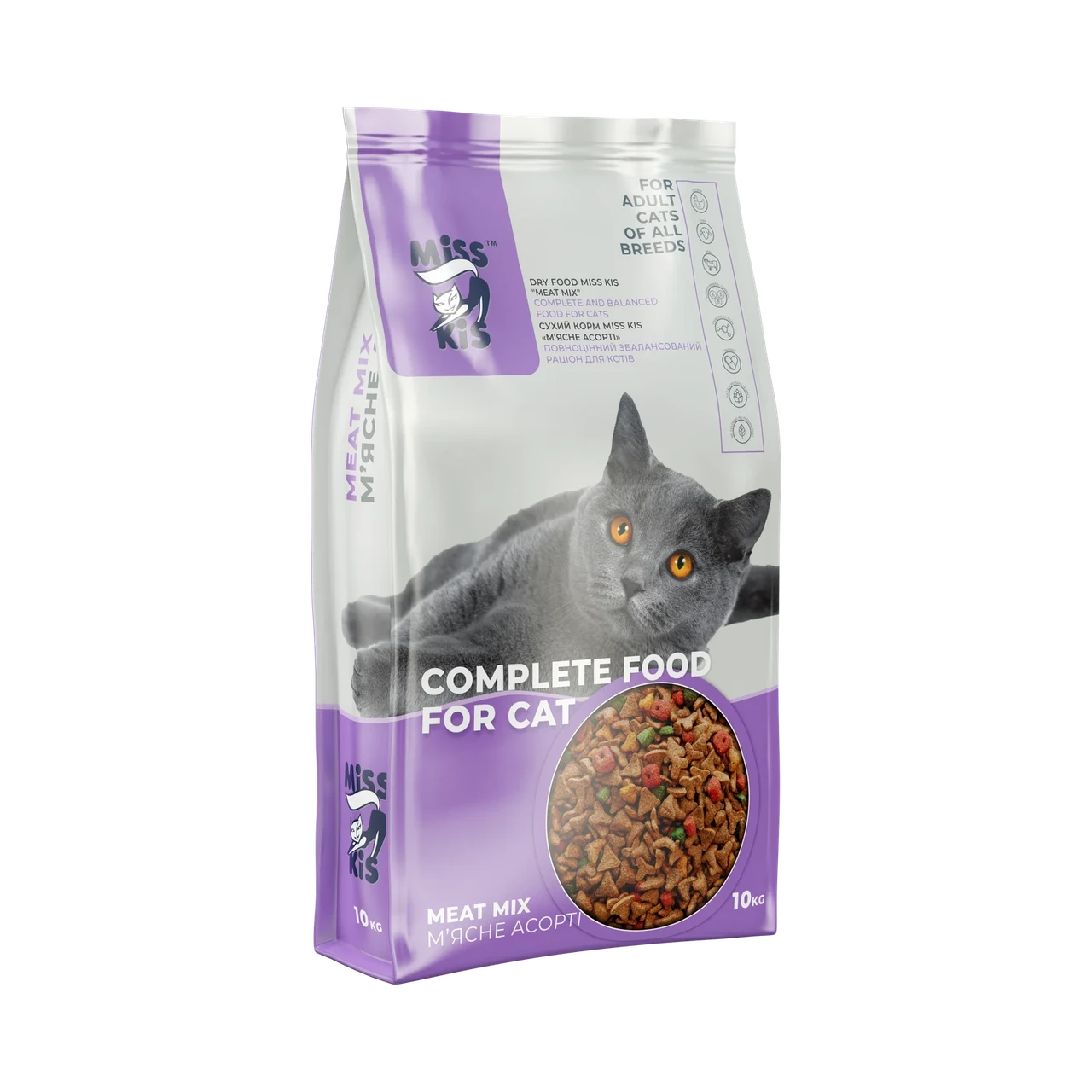 Сухой корм для взрослых кошек Міс Кіс Мясной Ассорти 10 кг