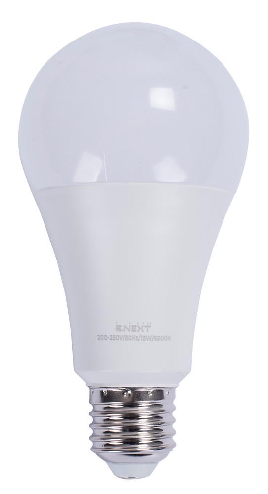 Лампа LED E.NEXT e.LED.lamp.A70.E27.15.6500 15W 220V 1500lm 6500K E27 70x122 мм груша (l0650627)