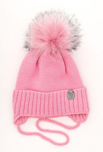 Шапка дитяча для дівчаток Поліна D877 фліс 46-50 см Рожевий