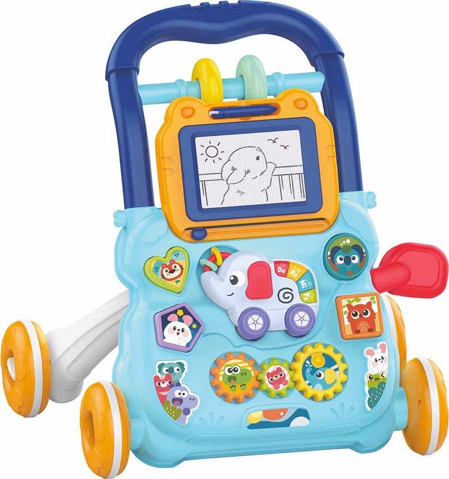 Ходунки детские каталка-толокар с бизибордом и доской для рисования Голубой (29438375)