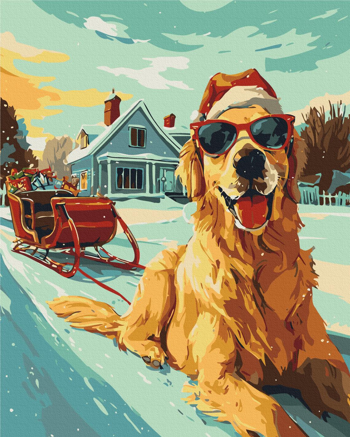 Картина по номерам Brushme Хвостатый Санта 40x50 см (BS54500)