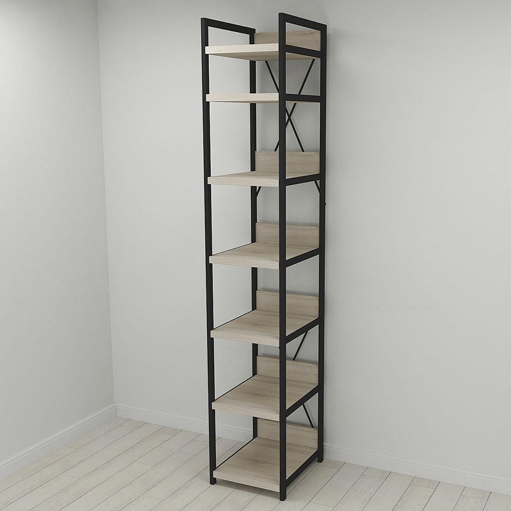 Шкаф Ferrum-decor Гардероб Уни секция 4 серии Конект металл/ДСП 32 мм 220x40x50 см Черный/Дуб Сонома (FRD-104549)