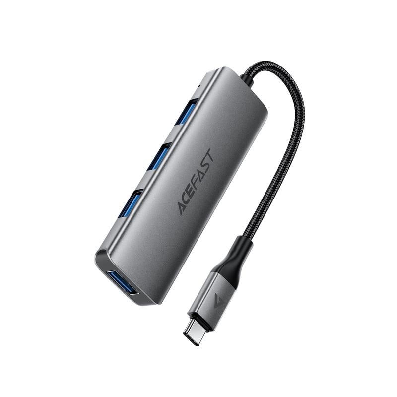 USB-хаб Acefast J15 4в1 Type-C to 4xUSB HUB Metal Grey (6974316285908)