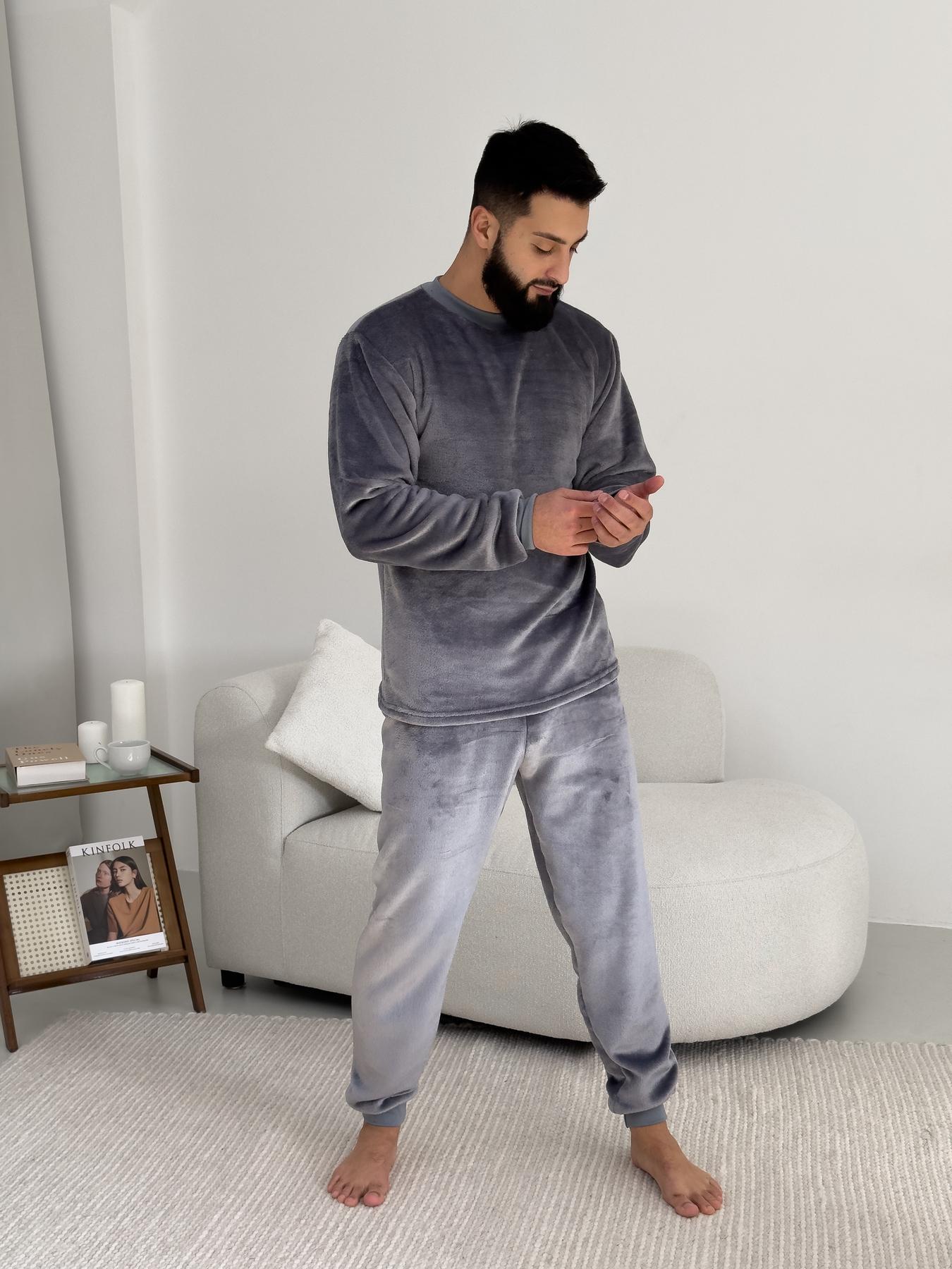 Пижама плюшевая Теплик с начесом L Серый (VEL030) - фото 6