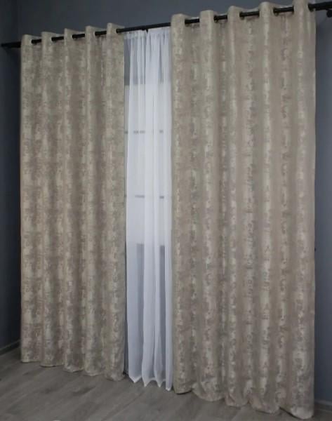 Комплект штор на люверсах SULTAN YL жаккард 1,5х2,5 м 2 шт. Серо-бежевый (1206ш) - фото 5