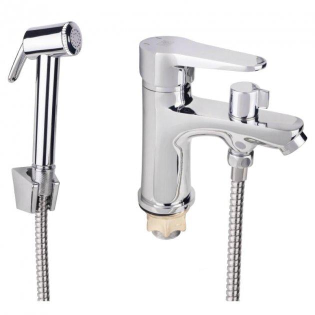 Смеситель для раковины Lidz CRM 14 34 001FB с лейкой для гигиенического душа (142290)