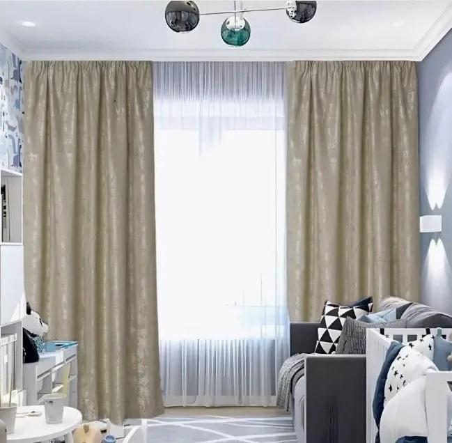 Шторы для спальни жаккард 300x270 см Зеленый (Е101102B-42)