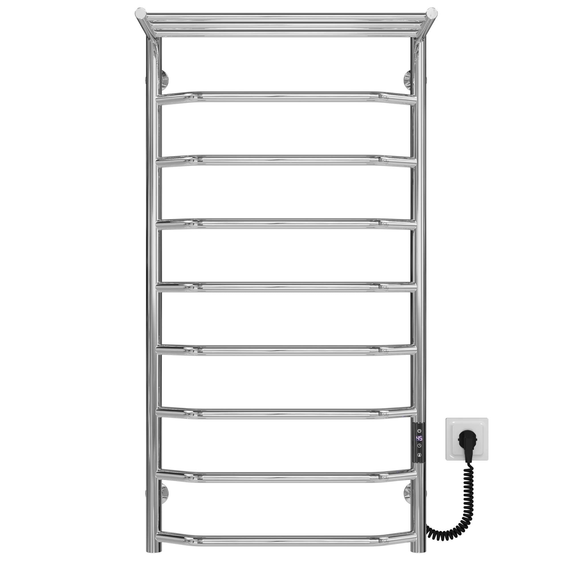 Полотенцесушитель электрический с полкой Deffi Трапеция П9 JD03 правое подключение нержавеющая сталь 500х1000 мм Хром (C.TP.100.50.9.ECR1)