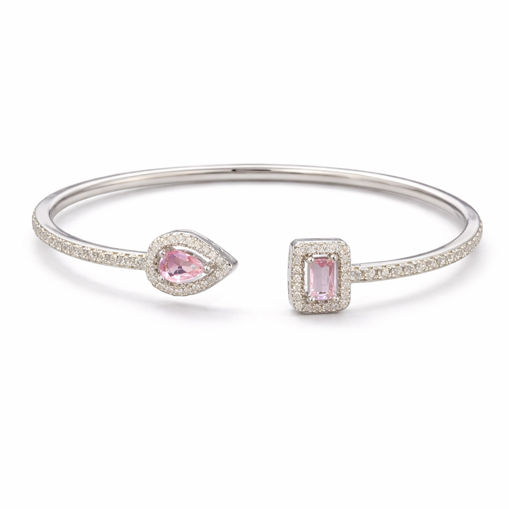 Браслет женский Квадрат/Капля Silver/Pink (34017404)