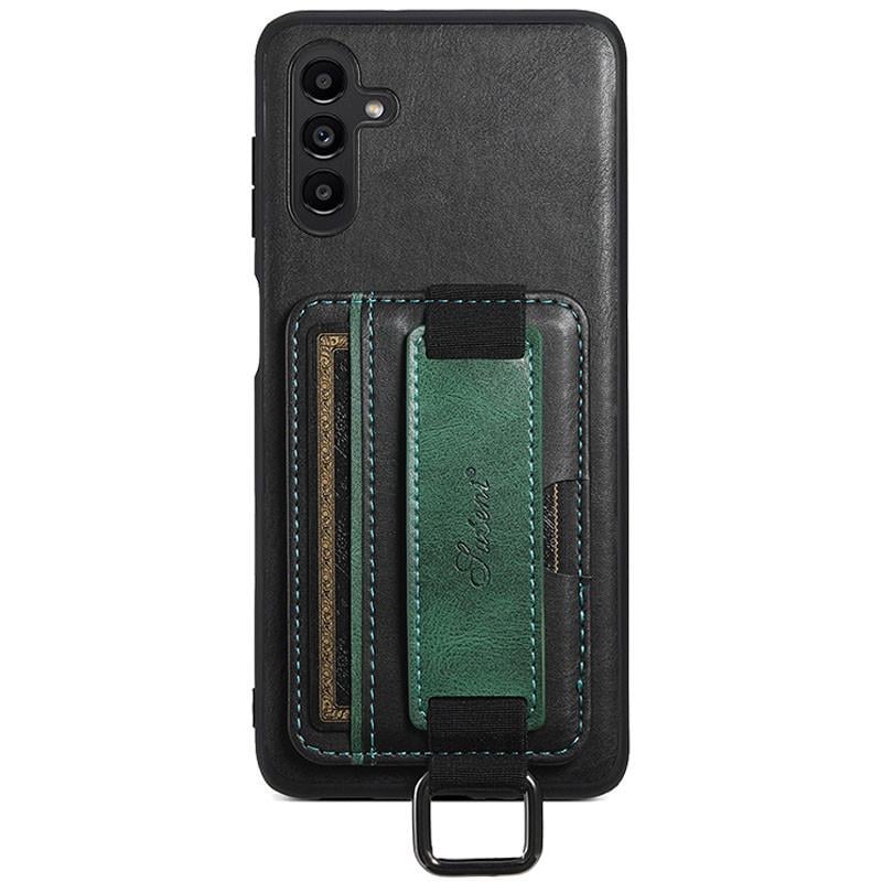 Противоударный кожаный чехол Wallet case and straps для Samsung Galaxy A14 4G/5G Черный / Black