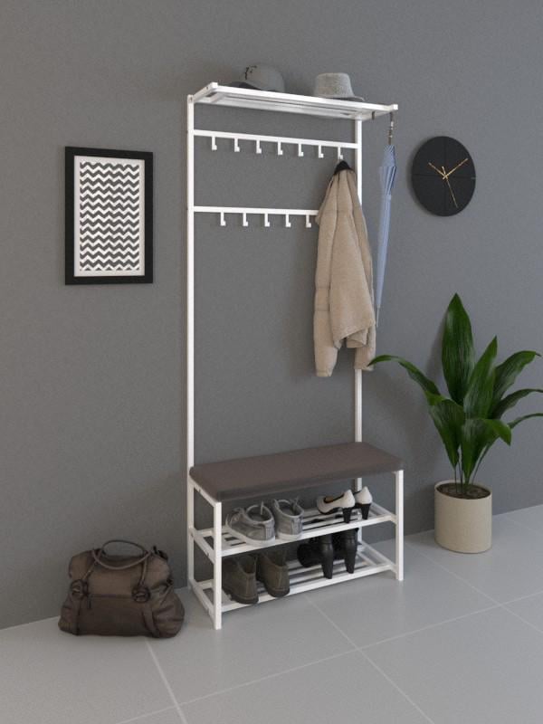 Прихожая металлическая SUNRISE-3 80 см Белый/Темно-коричневый Прихожая металлическая SUNRISE-3 80 см Белый/Темно-коричневый