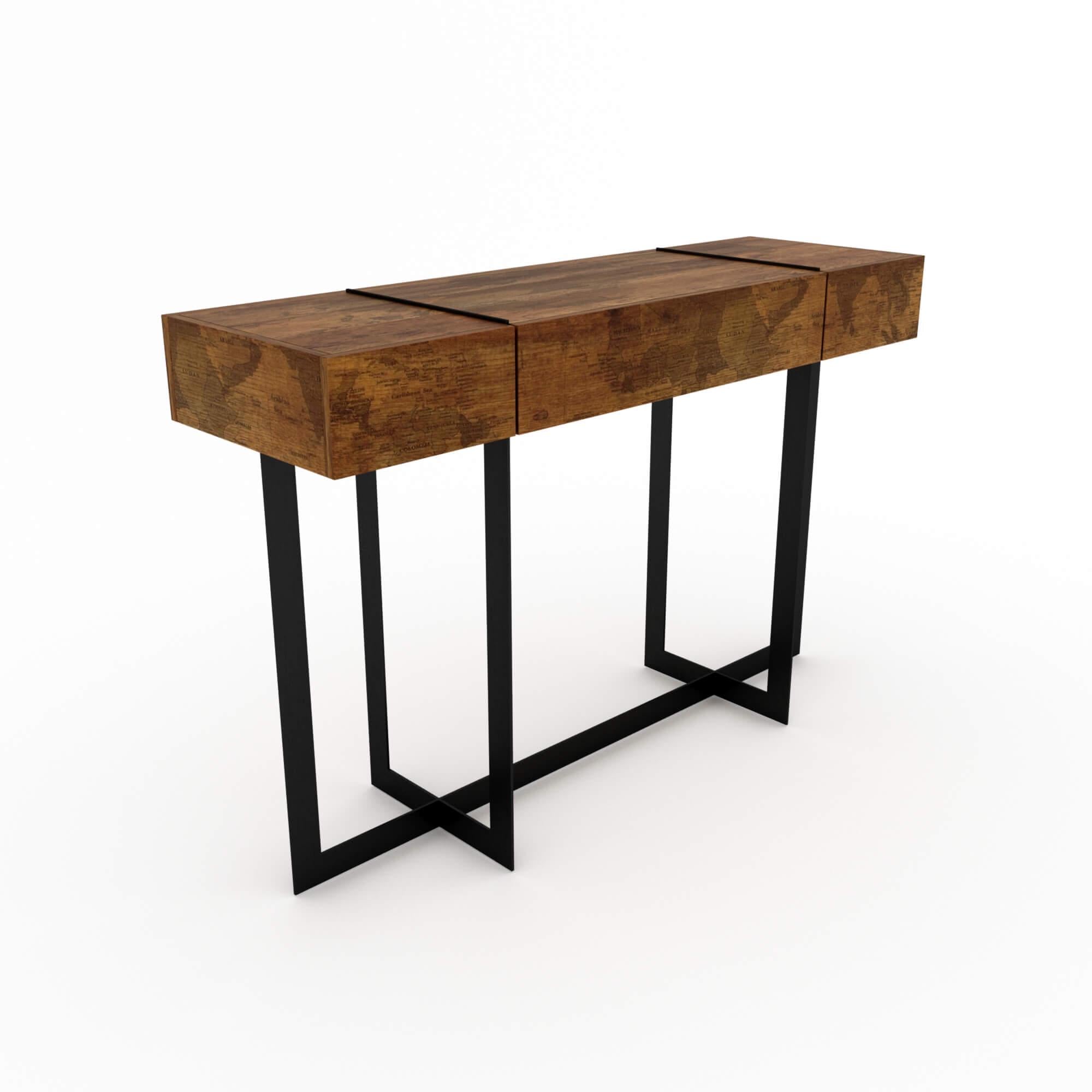 Консоль дизайнерская металллическая Karkas металлика ДСП 1300х400х850 мм