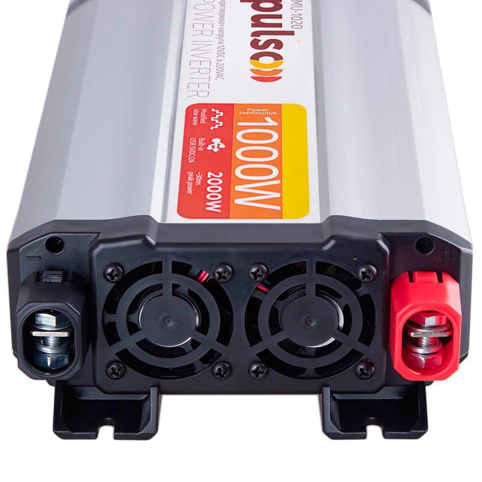 Автомобільний інвертор PULSO IMU-1020 12V-220V/1000W/USB-5VDC2.0A модифікований синус/клеми (IMU-1020) - фото 4