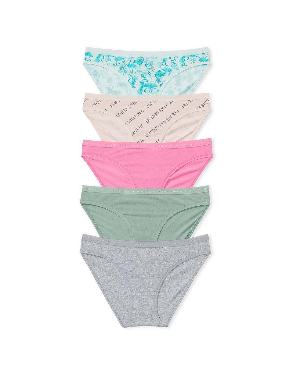 Набор трусиков Victoria's Secret 5-Pack Stretch Cotton Bikini L Разноцветный