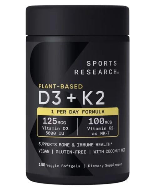 Витамины Sports Research D3/K2 5000 IU/100 мкг на кокосовом масле 160 капсул (2680134970)