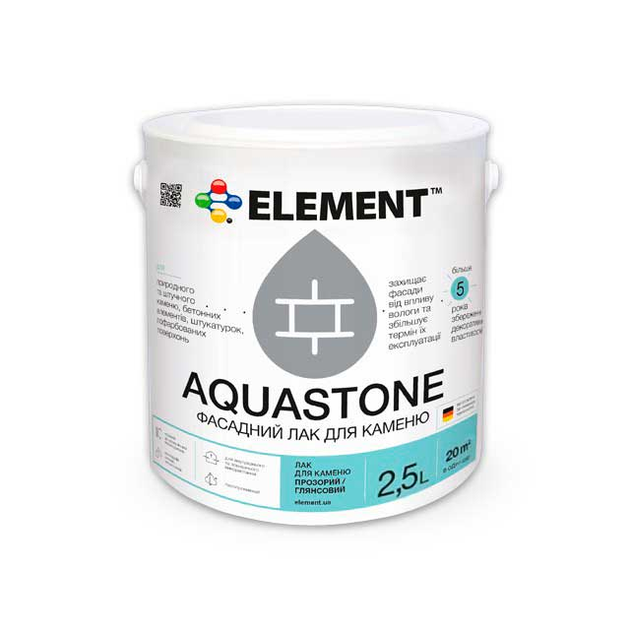 Лак для камня защитный ELEMENT Aquastone для минеральных поверхностей эффект мокрого камня 2,5 л Прозрачный (1818432316)