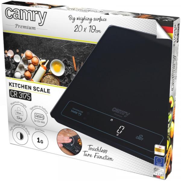 Ваги кухонні електронні Camry CR 3175 до 15 кг 3xAAA скляні з автовимкненням Black (CR3175B) - фото 3