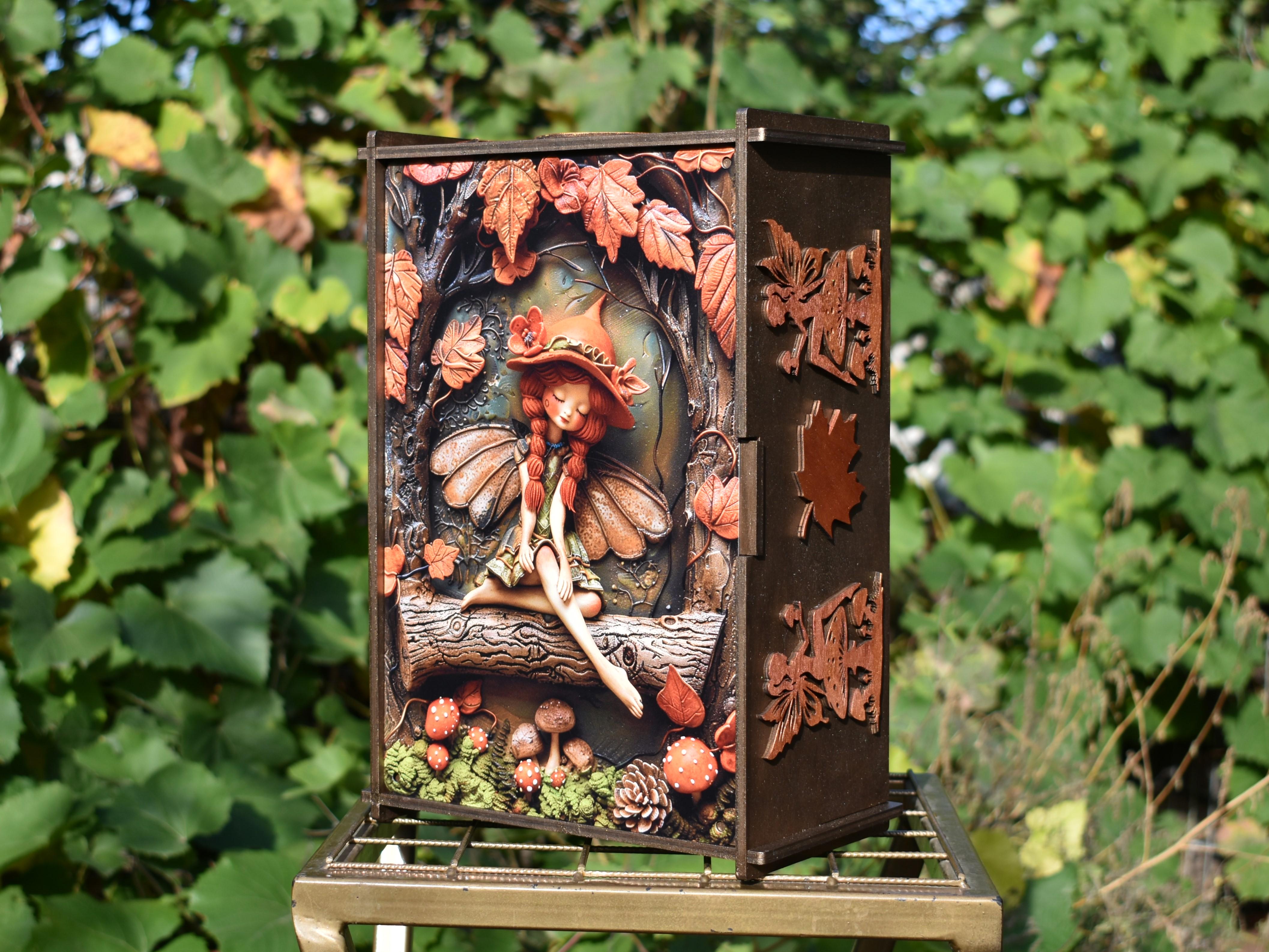 Подарочная коробка Лесная фея 3D из фанеры 20х30х12 см (21683079) - фото 3 Подарочная коробка Лесная фея 3D из фанеры 20х30х12 см (21683079) - фото 3