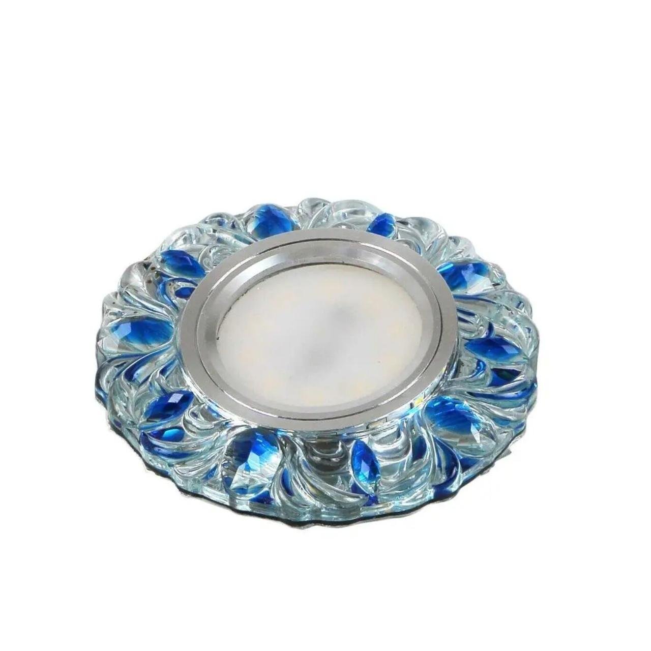 Точечный светильник Sirius врезной под одну лампу GU5.3 и встроенной подсветкой Синий (L LB 2023 BL)