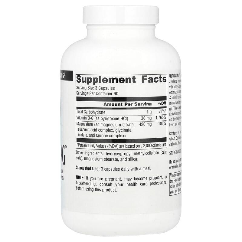 Комплекс с магнием Ультра-Маг Source Naturals Ultra-Mag 180 веганских капс. - фото 2