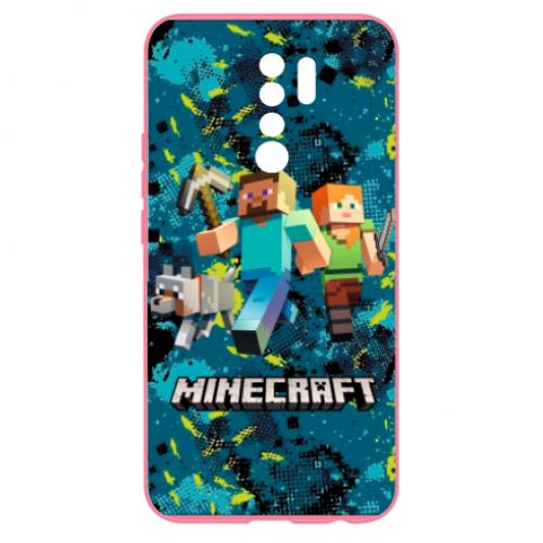 Чехол для Xiaomi Redmi 9 Minecraft Steve Alex And Dog