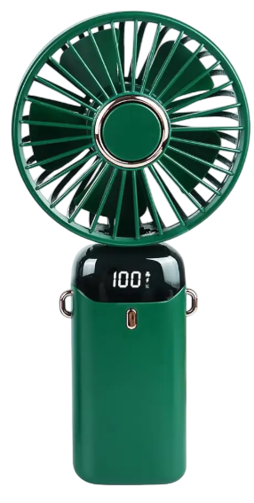 Вентилятор складной USB мини ручной настольный пятискоростной с дисплеем и подставкой для телефона (4444)